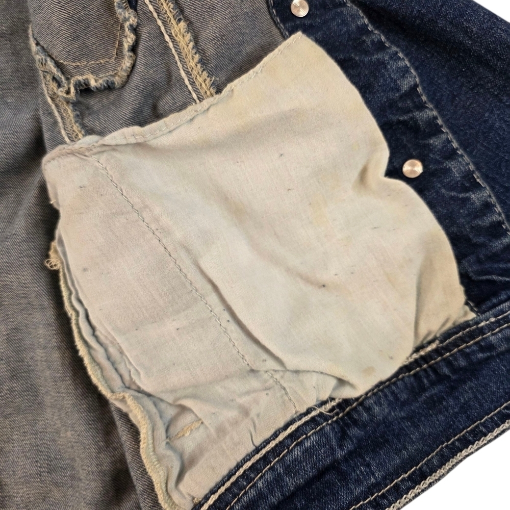 Amethyst Jeans Distressed Crop Denim Jean Jacket Women’s XL Blue Stretch Sequins - Picture 6 of 12